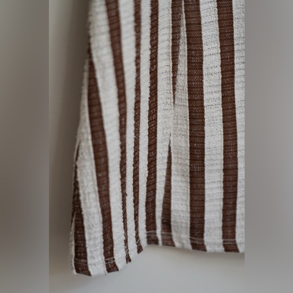 Zara V-Neck Striped Tunic or mini dress in Brown and White - Picture 7 of 10